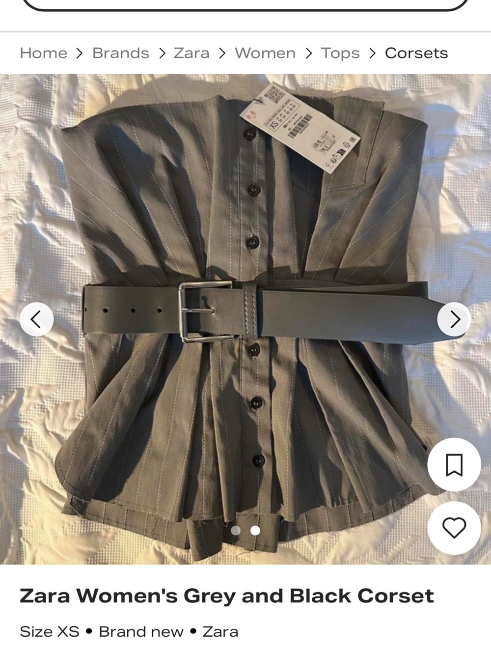 Zara Grey and Black Pinstripe Corset Top with Belt